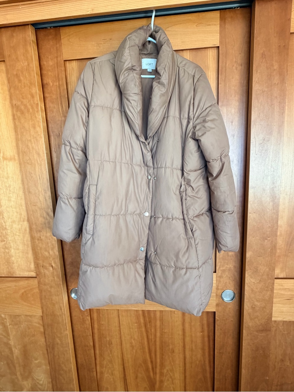 LOFT Taupe Brown Long Puffer Coat